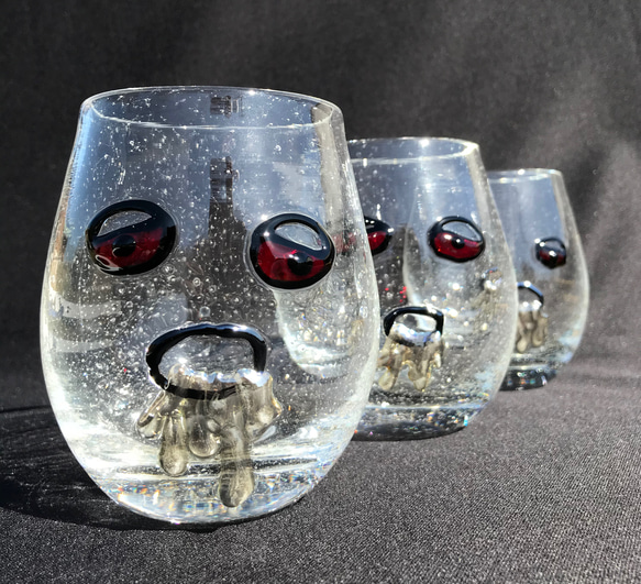 麻炭ガラス『パーリーピーポー02　ウイスキーグラス』桐箱付き 1枚目の画像