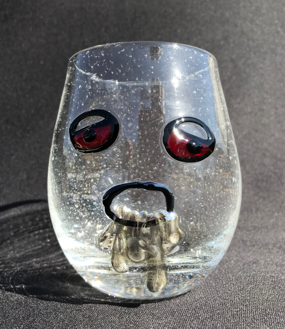 麻炭ガラス『パーリーピーポー02　ウイスキーグラス』桐箱付き 2枚目の画像