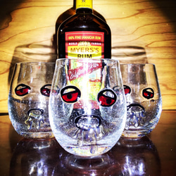 麻炭ガラス『パーリーピーポー02　ウイスキーグラス』桐箱付き 7枚目の画像