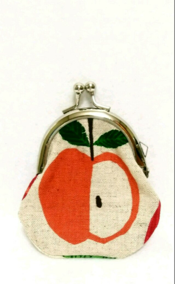 【送料無料】可愛いがま口★赤リンゴ&オレンジりんご 2枚目の画像