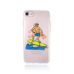 iPhone 6 / 6s / 7/8衝浪衝浪者簡單適用於夏季清晰柔軟的外殼，反映了智能手機的設計 第2張的照片
