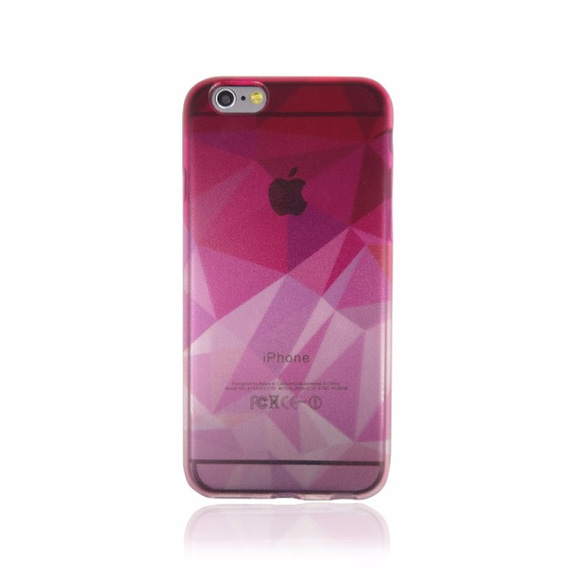 iPhone6/6s クリアソフトケース 幾何学柄 ピンク マット調 3枚目の画像