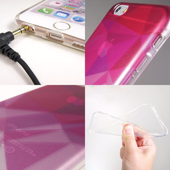 iPhone6 / 6S清除軟袋的幾何圖案的粉色磨砂 第5張的照片