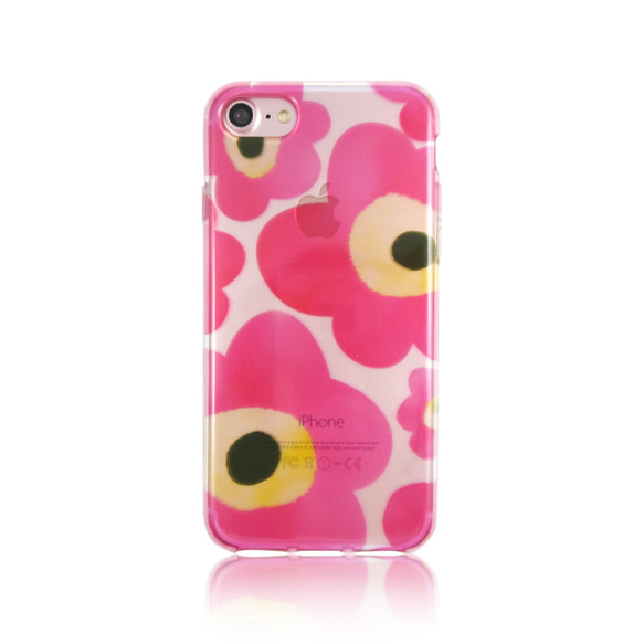 iPhone 6 / 6s / 7/8花卉圖案粉紅色墊透明軟包 第1張的照片