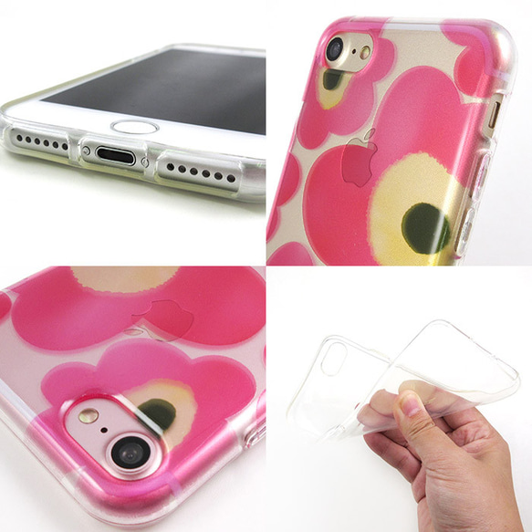 iPhone 6 / 6s / 7/8花卉圖案粉紅色墊透明軟包 第5張的照片