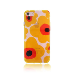 iPhone 6 / 6s / 7/8花卉圖案橙色墊透明軟殼 第1張的照片