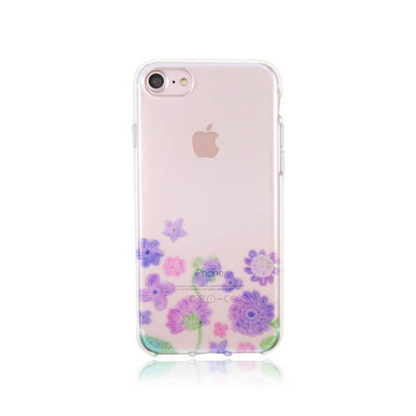 iPhone 6 / 6s / 7/8花朵鉤針編織透明軟包，溫和針織 第1張的照片