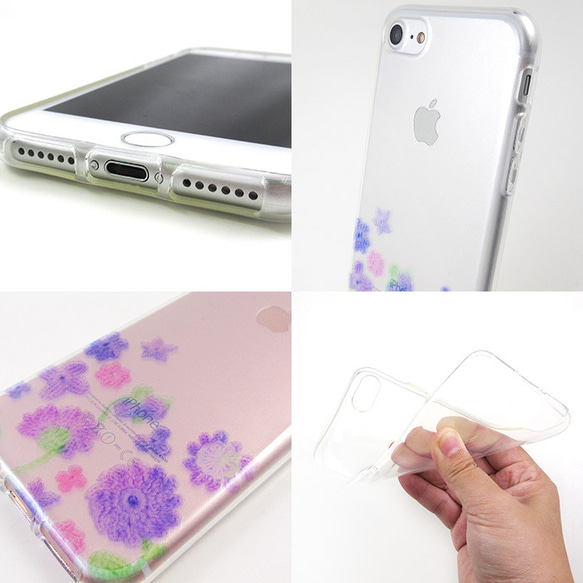 iPhone 6 / 6s / 7/8花朵鉤針編織透明軟包，溫和針織 第5張的照片