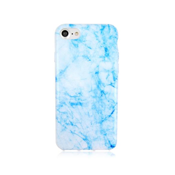 iPhone 6 / 6s / 7/8大理石夏季顏色藍色豪華啞光紋理透明軟包 第1張的照片