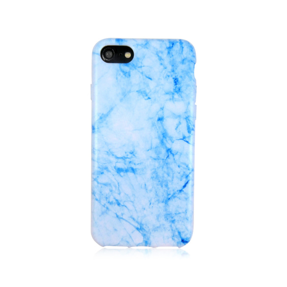 iPhone 6 / 6s / 7/8大理石夏季顏色藍色豪華啞光紋理透明軟包 第2張的照片