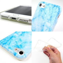 iPhone 6 / 6s / 7/8大理石夏季顏色藍色豪華啞光紋理透明軟包 第5張的照片