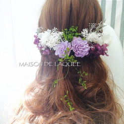再販×9紫陽花を楽しむ♡パープルヘッドドレス 1枚目の画像
