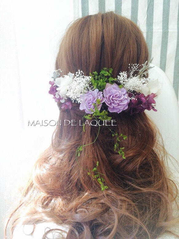再販×9紫陽花を楽しむ♡パープルヘッドドレス 1枚目の画像