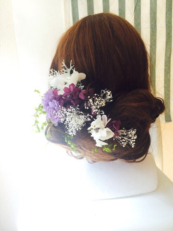 再販×9紫陽花を楽しむ♡パープルヘッドドレス 3枚目の画像