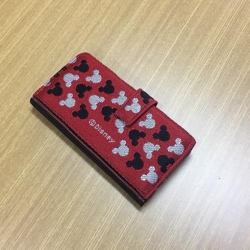 iPhone6s・8・SE用ミッキー・ミニーシルエット柄手帳型スマホケース