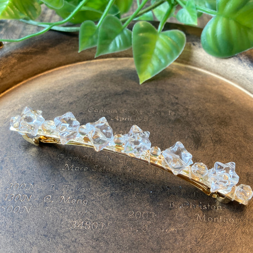 天然石の髪飾り＊水晶・ゴールドカラー バレッタ Majyotte. 通販