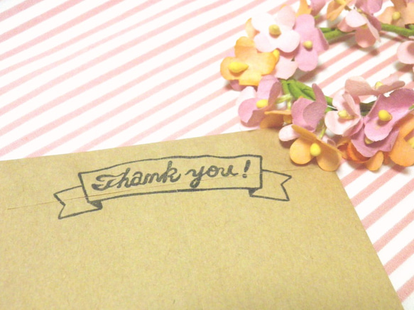 【再販】「THANK YOU!」リボンのはんこ 1枚目の画像