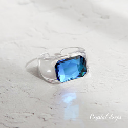 金屬防過敏/超大優質水晶戒指/百慕達藍 | 大號樹脂壓克力藍 第3張的照片