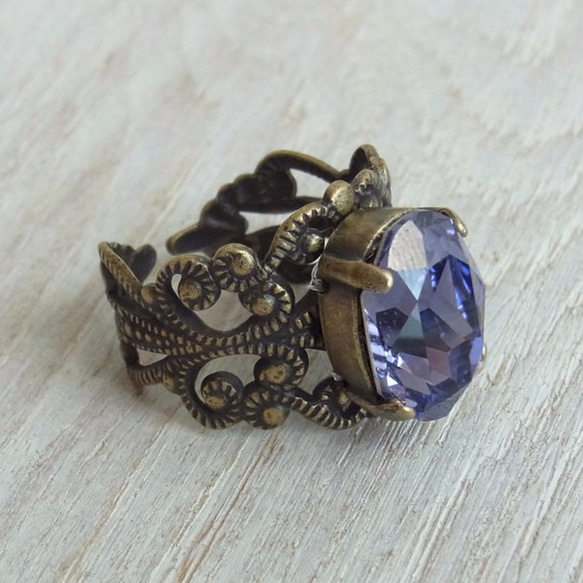 坦桑石紫｜美麗大號水晶戒指｜橢圓藍紫 第4張的照片
