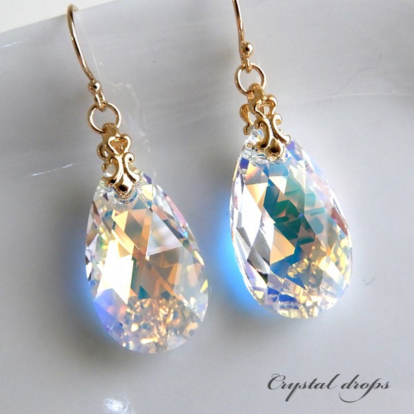 超大粒...華やか 魅惑のしずく型 高品質クリスタル・ピアス（イヤリング）オーロラ 発表会 貴和クリスタル ガラス 4,320円