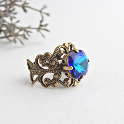 流行百慕達藍 | 方形高品質水晶優雅戒指 | 古董藍夢幻 第2張的照片