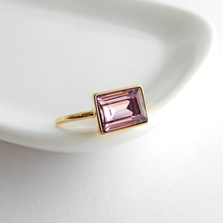 淺紫水晶 | 簡約現代高品質水晶方形戒指 | 粉紫色 第1張的照片