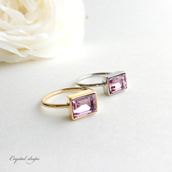 淺紫水晶 | 簡約現代高品質水晶方形戒指 | 粉紫色 第2張的照片