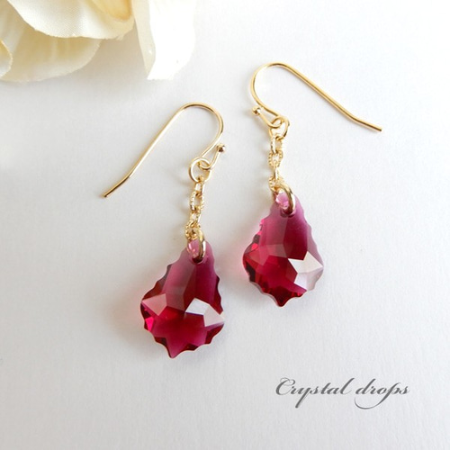 597p 天然石ルビータイヤカット紅玉ピアスイヤリング