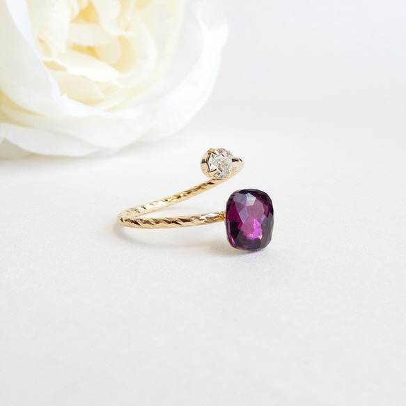 促銷【8毫米光滑切割】紫水晶紫色 | 方形高品質水晶寶石民間戒指 | 紫色 第3張的照片