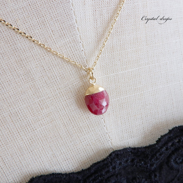 ルビー・プチ ペンダント ネックレス/水晶 天然石 フューシャ ピンク 7