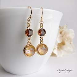 Beige &amp; Brown｜｜CUTE ♡ Crystal Bijou Pop Color Earrings (Earr 第1張的照片