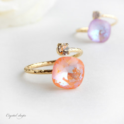 [10毫米] 桃色喜悅 | 方形高品質水晶叉環 | 淡橙色最喜歡的顏色 第1張的照片