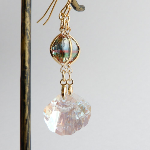 マーメイド♪レア・シェル スワロフスキーのピアス(イヤリング