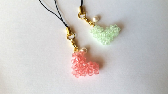 ソロバンビーズのハートストラップ キーホルダー さき 通販 1818709