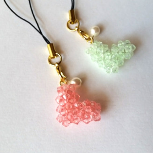 ソロバンビーズのハートストラップ キーホルダー さき 通販 1818709