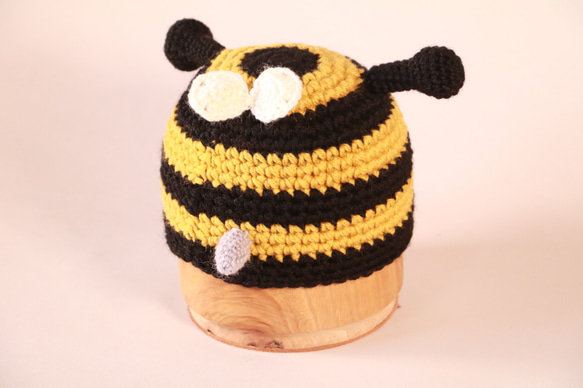 ミツバチさんのニット帽子（子ども用） 3枚目の画像