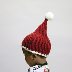 （再販）サンタのとんがりニット帽子（子ども用） 1枚目の画像