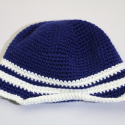 青色のニット帽子（子ども用） 3枚目の画像