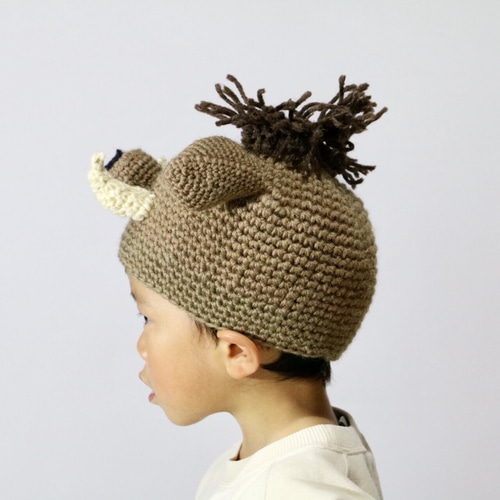 再販）イノシシさんニット帽子（子ども用） 帽子(ベビー・キッズ  