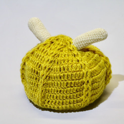 黄色の鬼ちゃんニット帽子（子ども用） 2枚目の画像