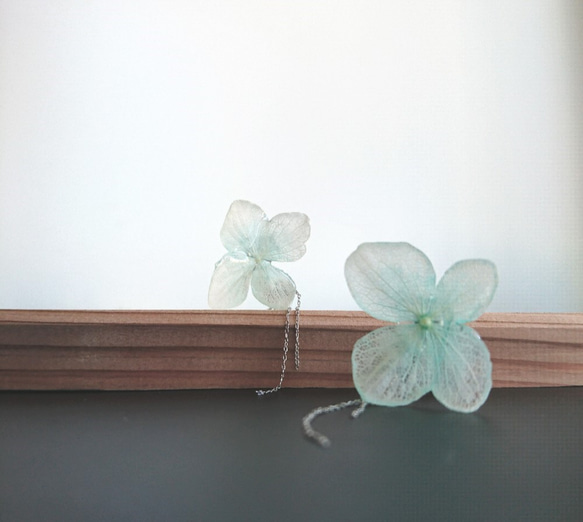 ●ミントグリーンの朝●紫陽花イヤリング 3枚目の画像