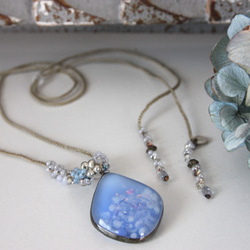 花吹雪ネックレス　ー水色ー　＜金属フリー紐＞　 2枚目の画像