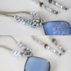 花吹雪ネックレス　ー水色ー　＜金属フリー紐＞　 3枚目の画像