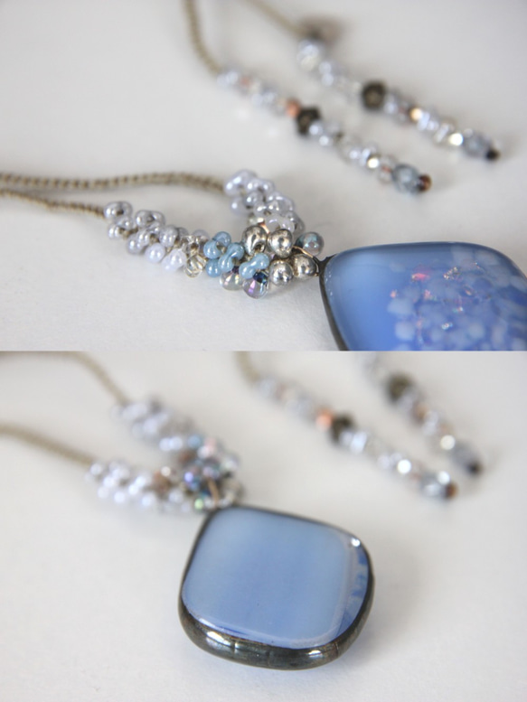 花吹雪ネックレス　ー水色ー　＜金属フリー紐＞　 3枚目の画像