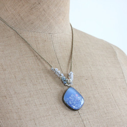 花吹雪ネックレス　ー水色ー　＜金属フリー紐＞　 6枚目の画像