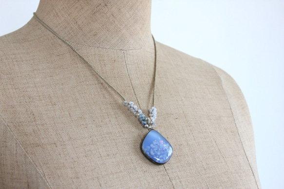 花吹雪ネックレス　ー水色ー　＜金属フリー紐＞　 6枚目の画像