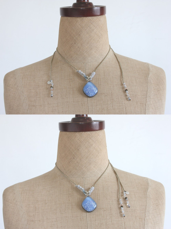 花吹雪ネックレス　ー水色ー　＜金属フリー紐＞　 8枚目の画像