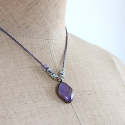 フュージングガラスネックレス　ー紫ー　＜金属フリー紐＞　 6枚目の画像