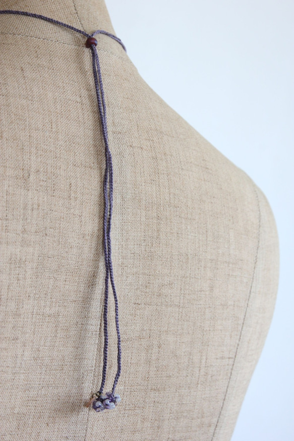 フュージングガラスネックレス　ー紫ー　＜金属フリー紐＞　 7枚目の画像