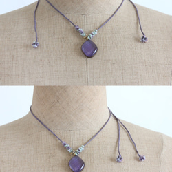 フュージングガラスネックレス　ー紫ー　＜金属フリー紐＞　 8枚目の画像